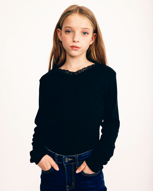 טי שירט ריב בשילוב תחרה