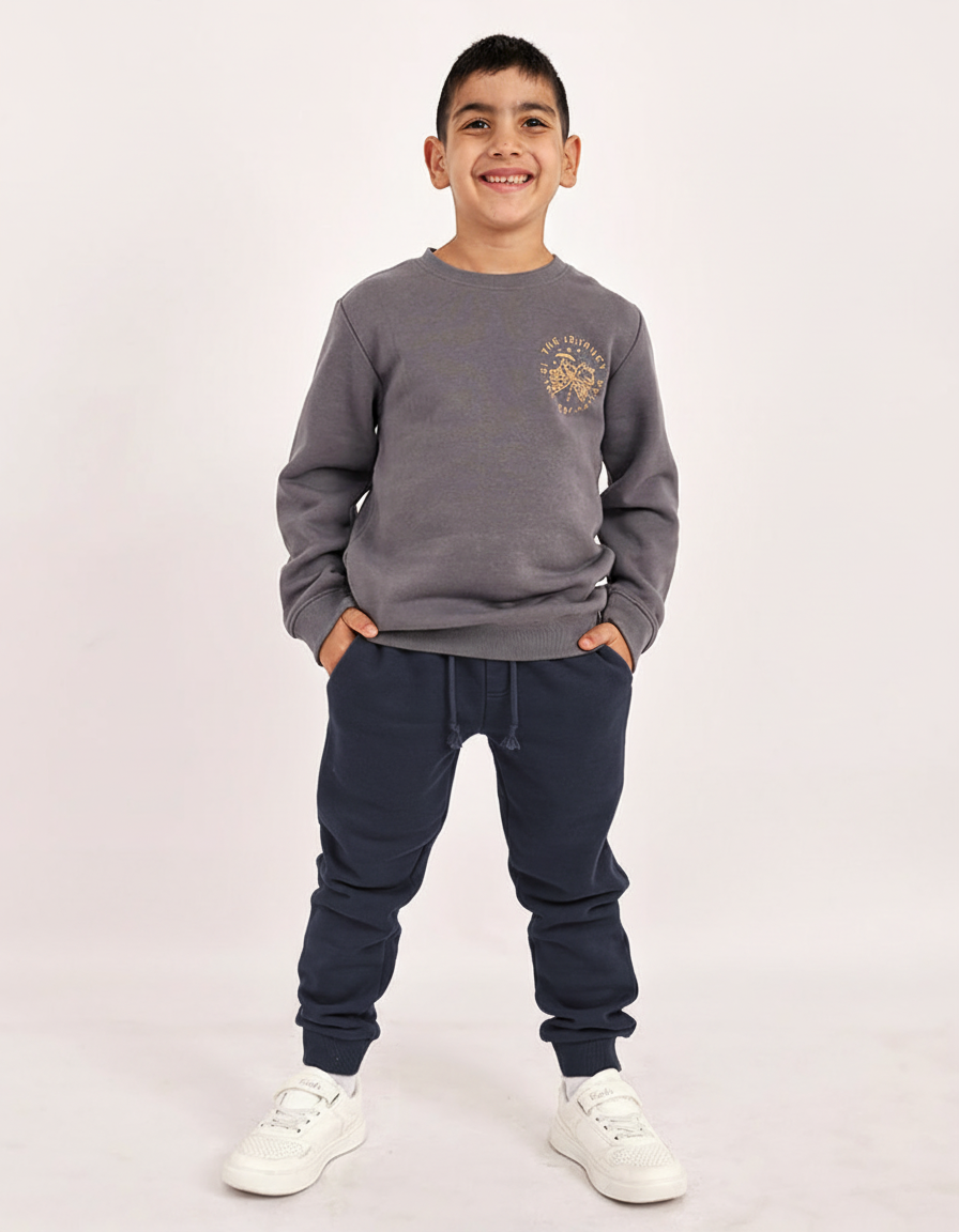 מכנסי פוטר חלקים עם סיומת ריב