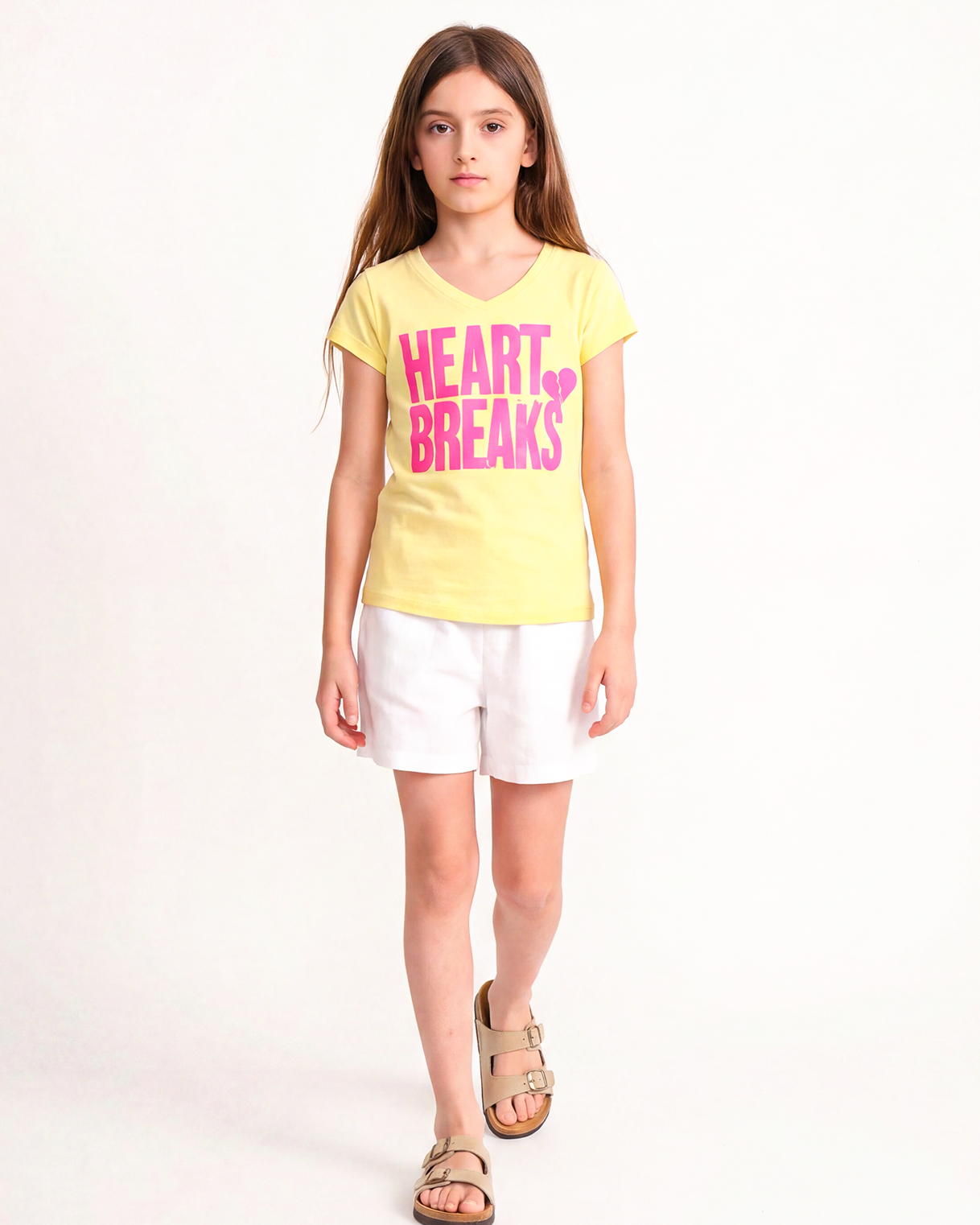 טי לייקרה מודפס וי heart breaks