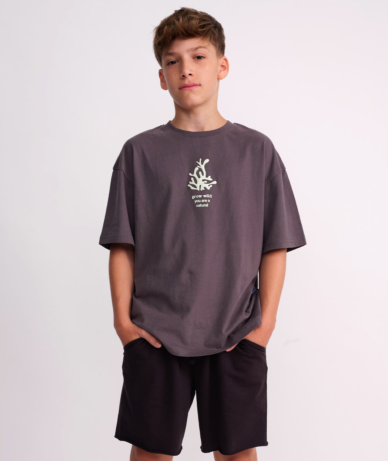 NATURE טי שירט עם דפוס SKATE OVER SIZE FIT