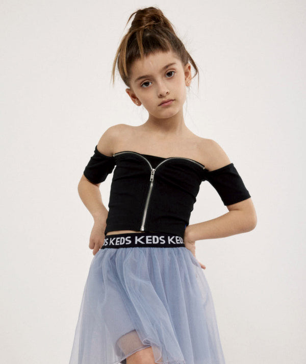 חולצת סטרפלס עם רוכסן