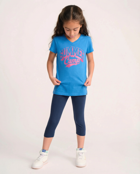 טי לייקרה מודפס וי summer camp