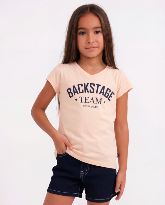 טי לייקרה מודפס וי backstage