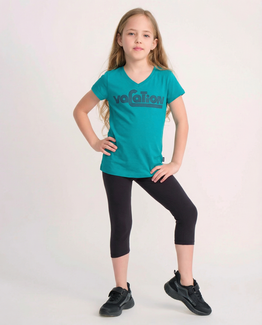 טי לייקרה מודפס וי vacation