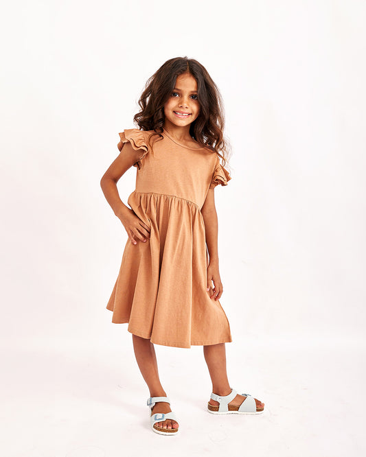 שמלת בייסיק שרוול פתוח חלקה