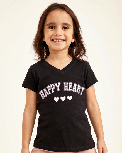 טי לייקרה מודפס Happy Heart