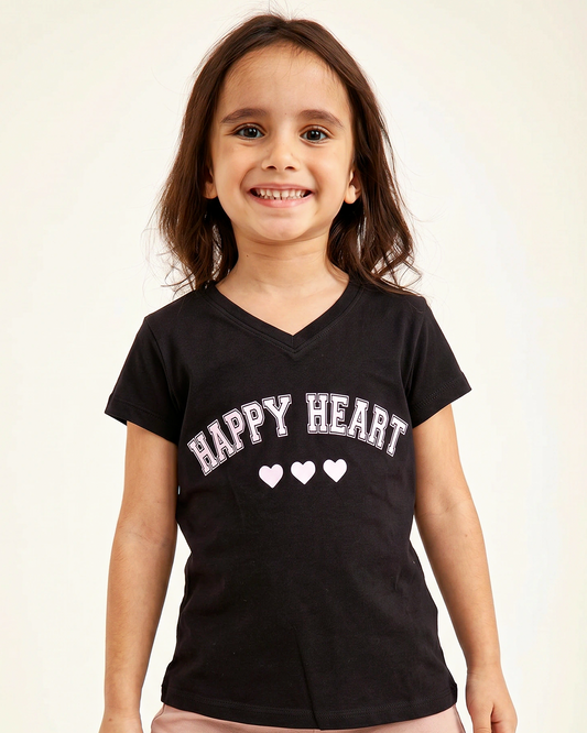טי לייקרה מודפס Happy Heart
