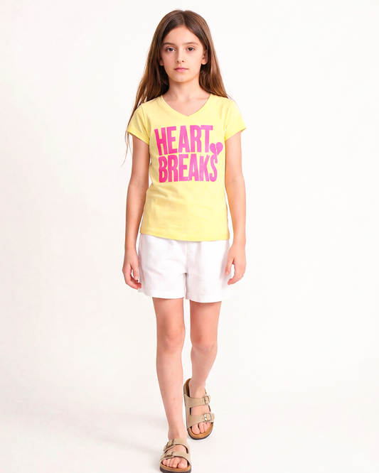 טי לייקרה מודפס וי heart breaks