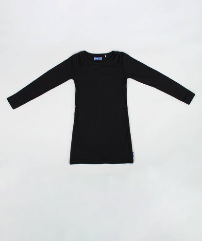 שמלת ריב צמודה עם פתח בכתף